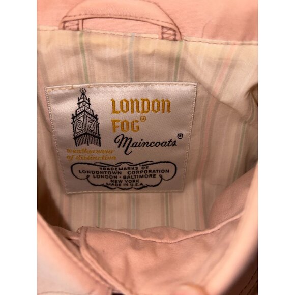 London Fog Jacket Womens Petite 4 Trench Coat Mauve Pink Long Classic Style - Picture 6 of 7